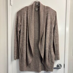 Barefoot Dreams CozyChic Lite Circle Cardigan Medium Brown Taupe Open Front Knit